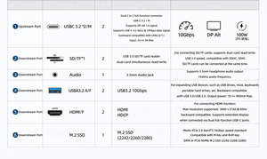 Hub USB avec support et boîtier SSD M.2 NVMe, 2 ports HDMI 4K60Hz, USB-A/C 10 Gbps, SD/TF, 3,5 mm, affichage sur 4 <span class=keywords><strong>écrans</strong></span> différents pour <span class=keywords><strong>Mac</strong></span> <span class=keywords><strong>Mini</strong></span> M4 - Product Image 6