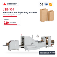 Machine de fabrication de sacs en papier kraft brun à fond carré entièrement automatique Lillin LSB-330, 220 pièces/min, moteur PLC, vente en gros