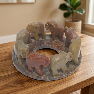 Soap Stone <b>Elephants</b> Shaped Decorative Object - Product Image 2