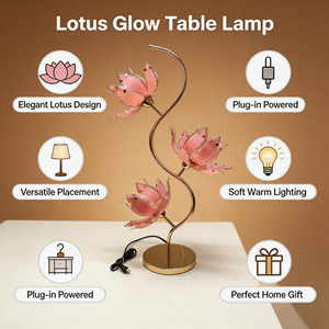 Lámpara de Mesa LED Moderna con Diseño de Flor de Loto, de Hierro y Vidrio, para Sala de Estar, Dormitorio, Lectura y Estudio, Personalizable, Superventas - Product Image 6