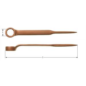 AMPCO - AN0070B Construction box <b>wrench</b> offset with <b>pin</b>, Beryllium Copper (metric) - Product Image 1