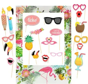 Hawaii Aloha temático Flamingo abacaxi Moldura foto cabine foto Props para Tropical Luau Verão praia feriado Party Supplies Decoração