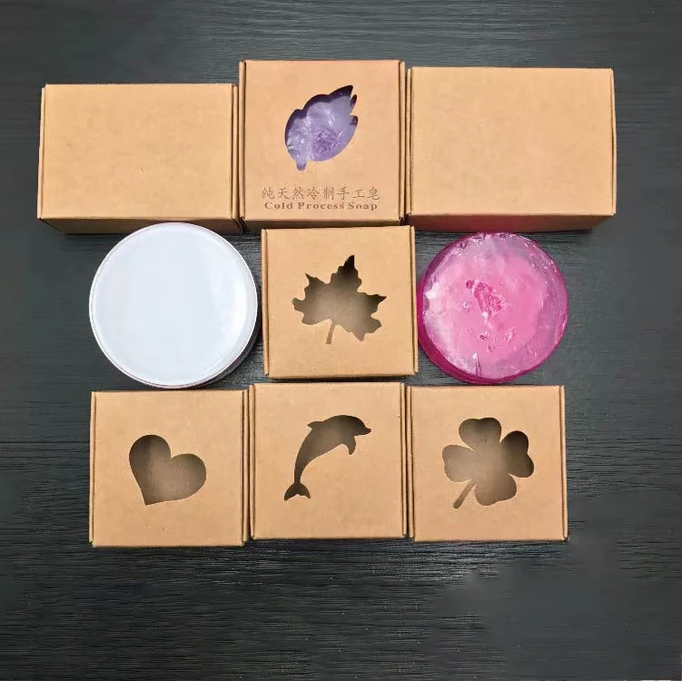 custom design printed kraft paper round soap rose flower gift packaging box with clear window