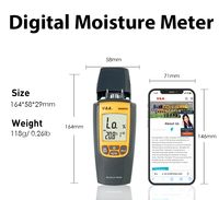 Medidor de Humedad Digital para Materiales de Construcción VA8040, Analizador de Temperatura con Alertas de Alta/Media/Baja, 7 Alertas de Humedad para Diferentes Materiales