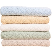 Couverture de bébé tricotée en coton doux avec pointelle pour bébé fille garçon endormi