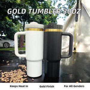 Gobelet isotherme en acier inoxydable 30 oz avec revêtement en poudre, plaqué or, avec poignée, pour les voyages - Product Image 3