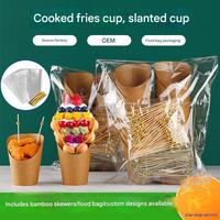 Gobelets en papier biodégradables personnalisés marron et blanc pour frites, à paroi simple, pour fêtes et événements