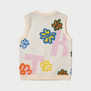 <span class=keywords><strong>Gilet</strong></span> in Maglia <span class=keywords><strong>Beige</strong></span> con Stampa Floreale per <span class=keywords><strong>Uomo</strong></span> - Scollo a V, Motivo Floreale Colorato, Top Senza Maniche Personalizzabile Stile Y2K Streetwear - Product Image 1