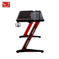 Bureau de jeu en métal en promotion avec porte-gobelet, design moderne et simple, 110x60x75cm