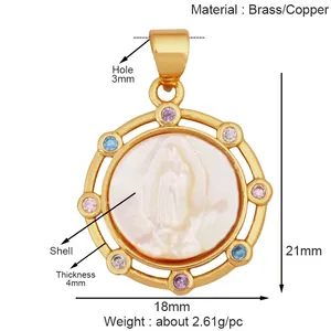<span class=keywords><strong>Pendentif</strong></span> à breloques de style religieux saint jésus <span class=keywords><strong>vierge</strong></span> marie, véritable collier de bijoux en zircon plaqué or 18 carats accessoires d'approvisionnement S15 - Product Image 6