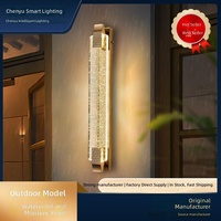 JYLIGHTING Applique murale extérieure en acier inoxydable avec cristaux, étanche, pour jardins, porches, villas, balcons, lampe murale LED à fixation murale