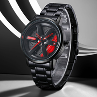 Montre à quartz pour homme NS Never Stop N929, nouvelle montre tendance avec cadran rotatif en forme de roue de voiture, bracelet en acier inoxydable, livrée avec boîte.