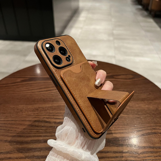 Luxury Wallet Leather Shockproof TPU Stand Card Holder Slot Kickstand Mobile Phone Cover Case for Iphone 12 13 14 15 16 Pro Max