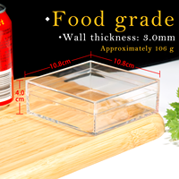 Boîte de rangement alimentaire carrée en plastique PS transparent de 11 cm avec impression UV, couvercle personnalisé avec logo pour l'emballage de gâteaux et de sucettes