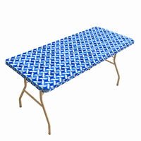 Nappe jetable en PEVA à motif losanges bleu marine et blanc, ajustée, rectangulaire, imperméable, pour événements de mariage