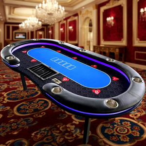 Mesa de Póker Plegable Personalizada para Casino a Precio Económico con Barajador de Cartas y Luz LED - Product Image 1
