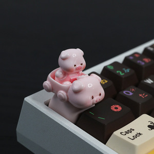 Cross-border Hot Sale Fliggy Mechanical <strong>Keyboard</strong> <strong>Cap</strong> Personalized Cute Pink Pig Cross Shaft Decompression Keycap Blind Box Made - Product Image 1