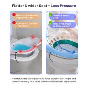 Bañera de asiento plegable para inodoro, para hemorroides y cuidado posparto, con manguera de descarga y orificios de drenaje - Product Image 2