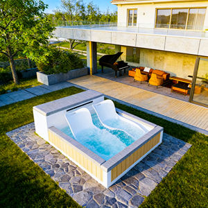 การออกแบบสระว่ายน้ำกลางแจ้งสมัยใหม่พร้อมเตียงนวดน้ำบำบัดเพื่อการผ่อนคลายและความสบาย - Product Image 2