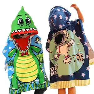 Poncho à capuche pour enfants, serviette de plage, pas cher