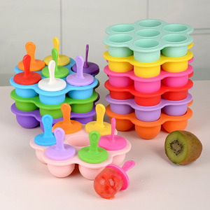 Molde de silicona de siete cavidades para paletas de helado, para helados caseros DIY para niños, molde de silicona para hielo con siete cavidades, caja de hielo de silicona - Product Image 1