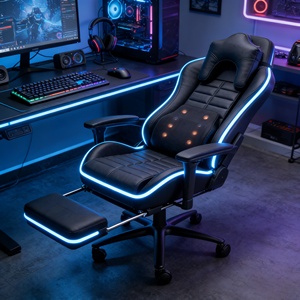 Silla Gamer Moderna Reclinable para PC, Negra, con Brazos 3D, Masaje, Reposapiés, para Videojuegos - Product Image 4