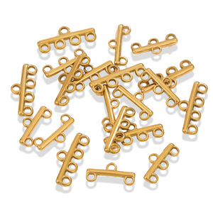 Barras Conectoras Espaciadoras de Acero Inoxidable con Baño de Oro PVD de 3 Orificios para Fabricación de Joyería DIY |   Componentes Duraderos Que No Se Deslustran - Product Image 2