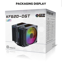 Jungle Leopard KF620 avec affichage numérique Refroidisseur d'air 6 tuyaux 12cm ARGB Light PWM Contrôle de la température Ordinateur de bureau Ventilateur CPU