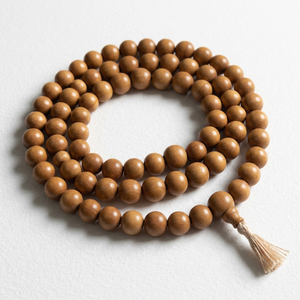 Collier de prière en bois naturel fait main en perles de bois de santal indien Mala Riddhi Siddhi 4mm-30mm pour la guérison spirituelle et le chant, pour hommes - Product Image 1