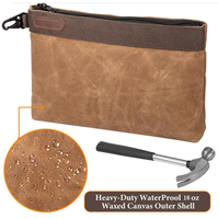 Sacs de rangement pour outils en toile cirée résistante à l'eau, portables, durables, en coton, pour l'extérieur, avec fermeture éclair