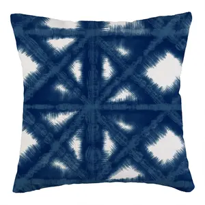 Antiqued Indigo Shibori Cushion Cover Dark Blue Shibori Sofa Throw Pillow Tie Dye Pillow Case African Mudcloth Design