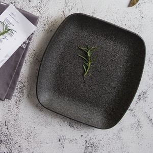 Assiette à steak de restaurant moderne Assiette à dîner en <span class=keywords><strong>fonte</strong></span> Assiette de service carrée noire Western Pratos Céramique Quadrado - Product Image 2