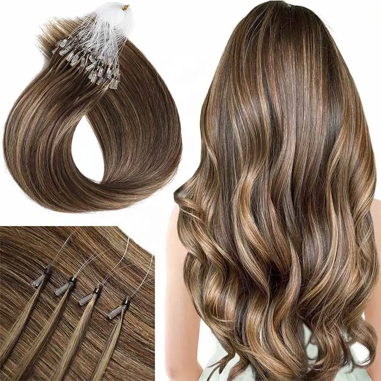 Micro Ring Beads 0.8g/s Silky Straight 100% Virgin Human Hair Piano Color Micro Link Natural Hair Extensions