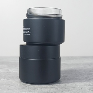 Luxury 1oz 2oz 30ml 50ml 100ml Custom Skin Care Cream Containers <b>Empty</b> Frosted Matte Black Glass Cosmetic <b>Jars</b> With Lids - Product Image 3