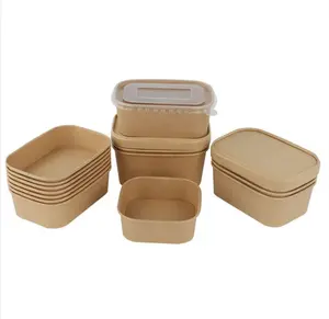 650ml 750ml 인쇄 식품 상자 크래프트 종이 그릇 일회용 환경 친화적 식품 포장 용기