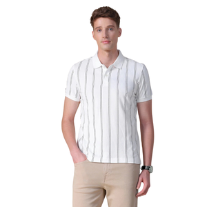 Polo à manches courtes pour homme, col contrasté, respirant, motif uni, tricoté, confortable, décontracté, vêtements de travail - Product Image 1