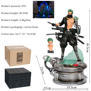 40,5 cm 1/6 escala <span class=keywords><strong>Cyberpunk</strong></span> Roronoa Zoro figura de acción LED modelo PVC colección juguete con 2 cabezas Anime 1 pieza espada héroe estatua - Product Image 2