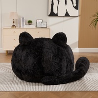 Fauteuil Poire Créatif Oreilles de Chat avec Queue Amovible en Fausse Fourrure, Canapé Paresseux, Taille Personnalisée, Chaise de Sol Intérieure pour Loisirs