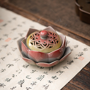 Encensoir créatif en céramique peinte motif lotus, diffuseur d'arômes domestique en forme d'oie et de poire, céramique <span class=keywords><strong>zen</strong></span> pour thé et aromathérapie - Product Image 2