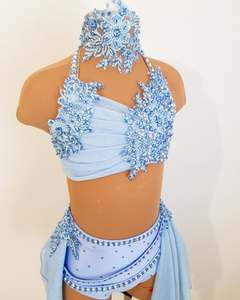 Luxury Grayish Blue Girls' Lyrical <strong>Dance</strong> <strong>Dress</strong> Customizable Pole <strong>Dance</strong> Flash Drill Competition Performance Wear <strong>Ballroom</strong> Type - Product Image 4