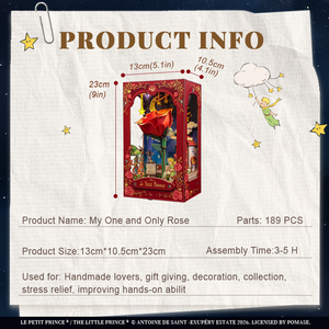 CuteBee Le Petit Prince - Kit de maison miniature DIY sous licence officielle - Mon unique rose avec éclairage LED - Product Image 4