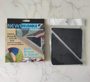 4pcs Reusable Self-<b>adhesive</b> Waterproof Rug <b>Pad</b> Anti-Slip Washable Double-Sided <b>Adhesive</b> Mats for Corners Sides Hardwood Floors - Product Image 4