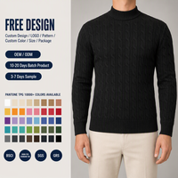 Pull en maille torsadée décontracté pour homme, col roulé ajusté, avec logo personnalisé, idéal pour l'hiver