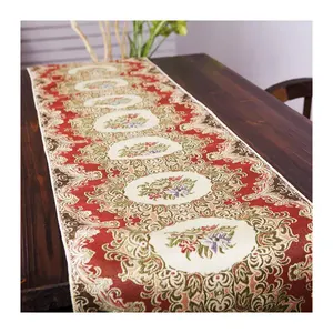 Factory Direct Sale Table decoration Polyester Cotton Jacquard Luxury Table Runner Jacquard Banquet Table Runner for Holiday