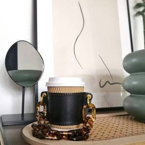 Funda de cuero creativa para taza de té con asa, soporte para taza de té de burbujas, funda para taza de café con asa de cadena DIY - Product Image 5