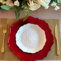 Assiettes de Présentation Modernes de Luxe Écologiques en PP, Forme Fleur de Lotus, Colorées, Rectangulaires, Lavables, Durables, pour Mariages et Hôtels