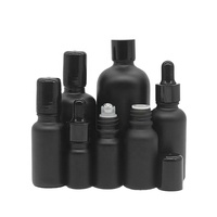 Flacon d'huile essentielle 15ml 30ml 50ml, flacon de parfum vide noir mat, flacon en verre à bille avec logo personnalisé par sérigraphie