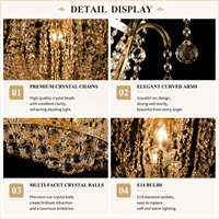 Grand lustre de mariage en verre LED, style européen vintage moderne, décoratif et luxueux pour hall d'hôtel