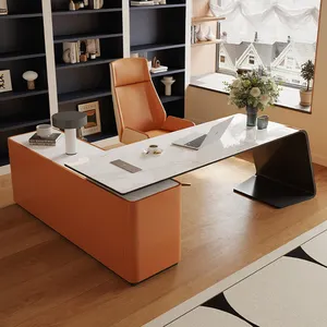 Bright Colors CEO Boss Office Desk Furniture Modern Luxury L Shape MDF Executive Office Desks