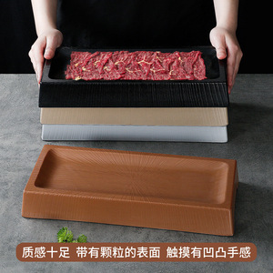 Rectangular Melamine Tray For Hotel Restaurant Party Serving Dishes Food <b>Plates</b> With Wood Grain Design - Product Image 3